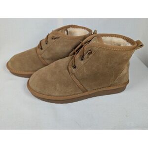 Aspen Genuine Suede‎ Chukka Boots Slippers Womens 10 Tan Chestnut Faux Fur Lined